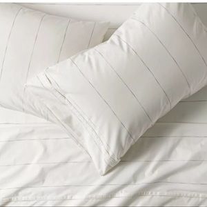 New Hearth & Hand 2Pk King Pillowcase Organic Cotton Percale Sour Cream/Gray